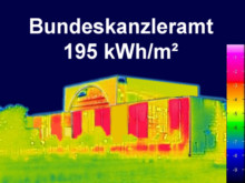 Wärmebild des Bundeskanzleramts, klimapolitisches Desaster - Collage: Samy - Creative-Commons-Lizenz Namensnennung Nicht-Kommerziell 3.0